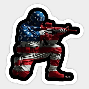 American Military Soldier and USA Flag by focusln Sticker